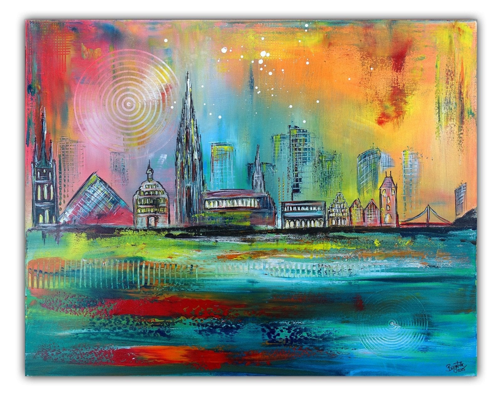 Ulmer Münster Ulm Bild gemalt Rathaus Bücherei Metzgerturm 100x80