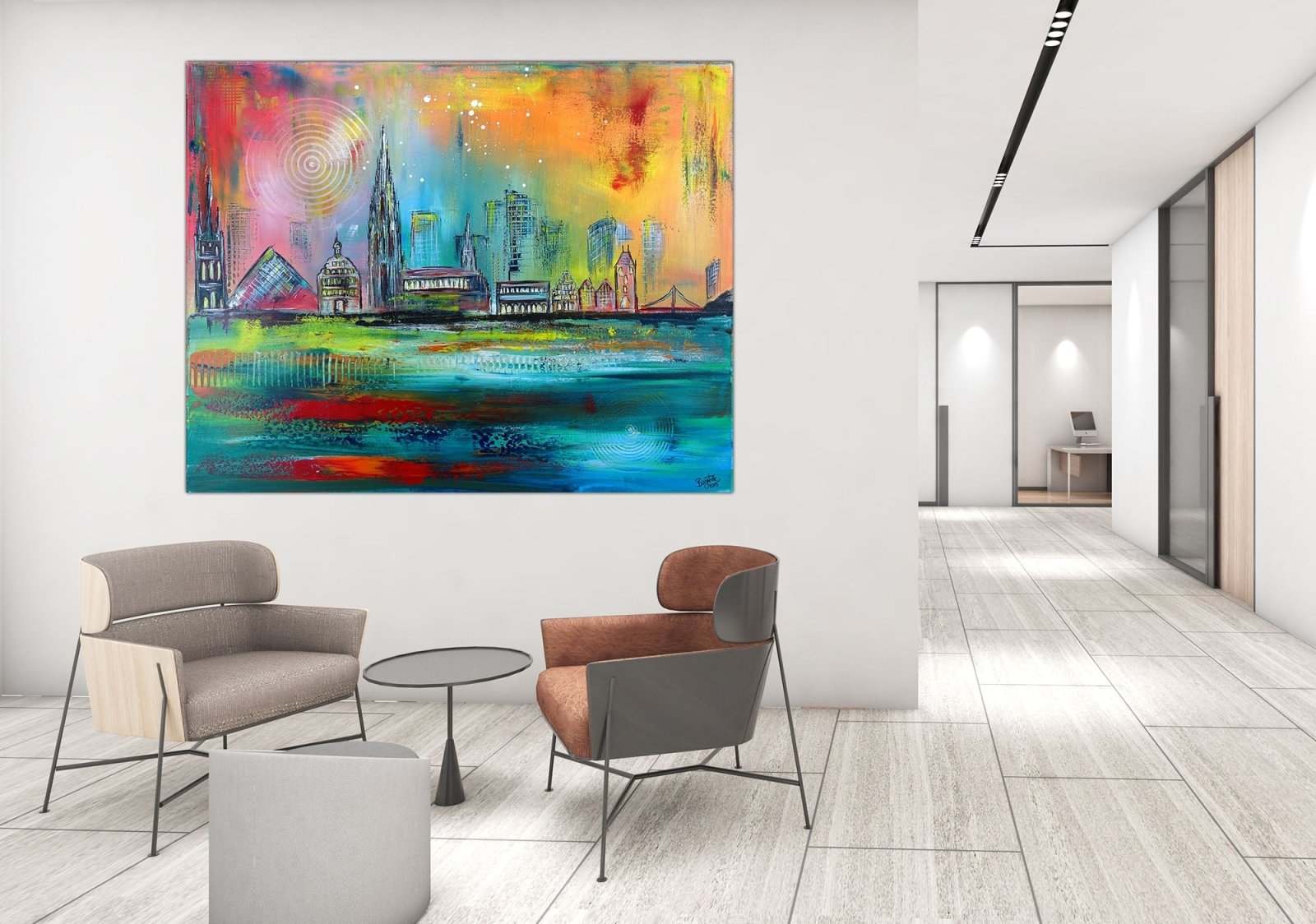 Ulmer Münster Ulm Bild gemalt Rathaus Bücherei Metzgerturm