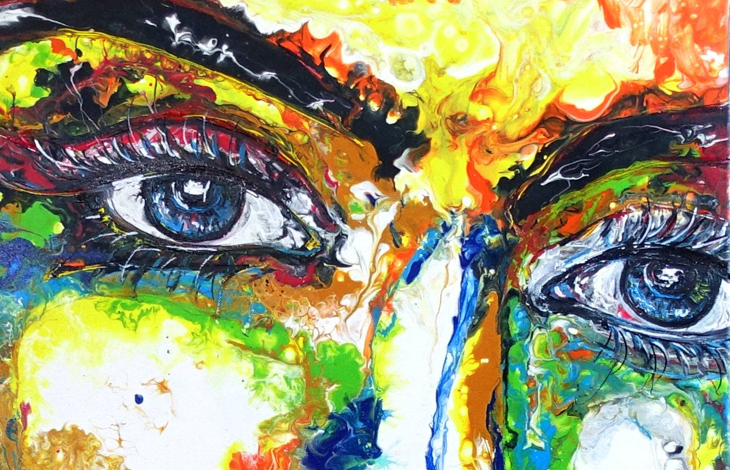 Leinwandbild Gesicht Frau abstrakte Malerei Detail2