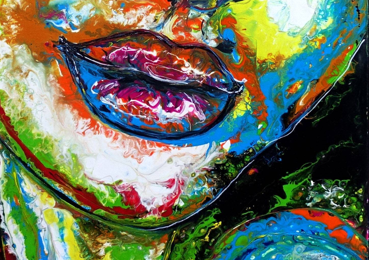 Leinwandbild Gesicht Frau abstrakte Malerei Detail3