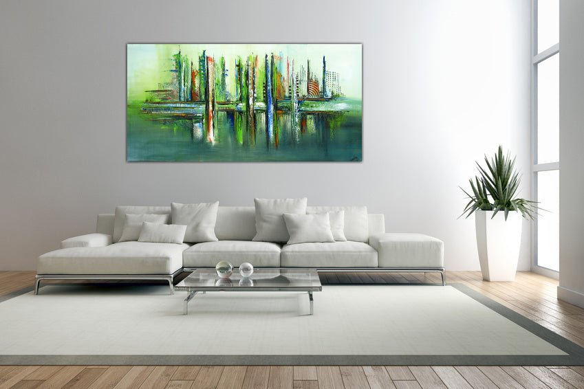 Waldfrieden handgemaltes bild leinwand abstrakt grün