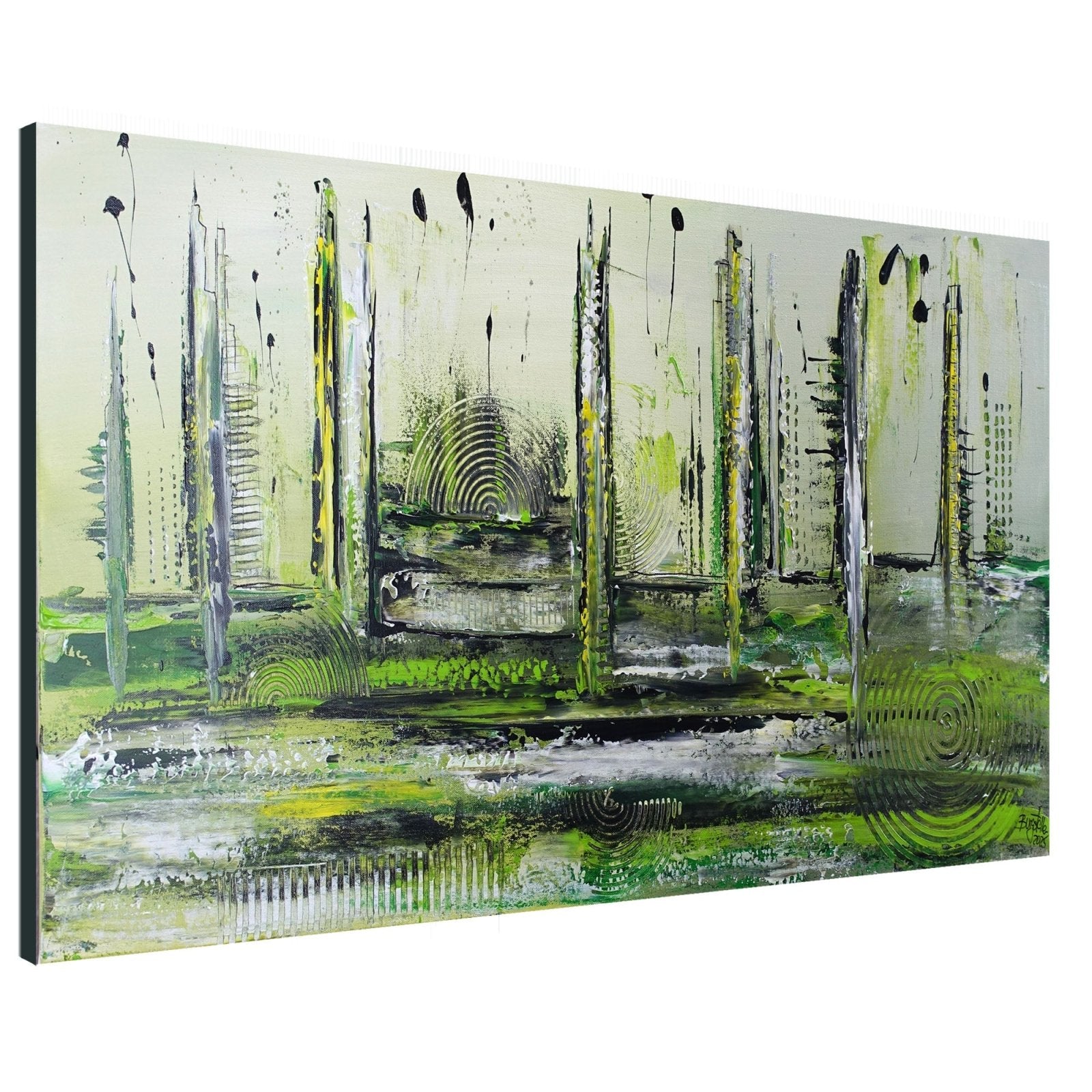 Abstraktes Acrylbild grün querformat modernes Gemälde s