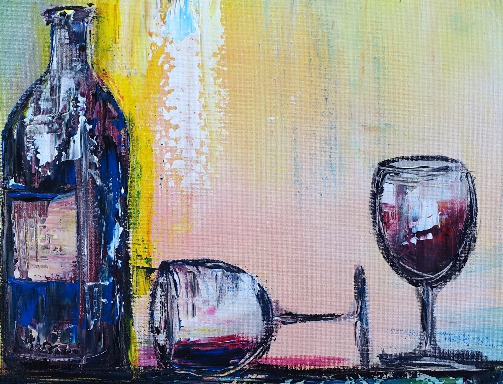 Weingläser Flasche Gemälde