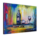 Weingläser Flasche modernes Stillleben Kunstbild Gemälde Leinwand