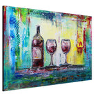 Weingläser Gemälde Weinflasche Acrylbild handgemalt Kunst Malerei s