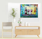 Weingläser Gemälde Weinflasche Acrylbild handgemalt Kunst w2