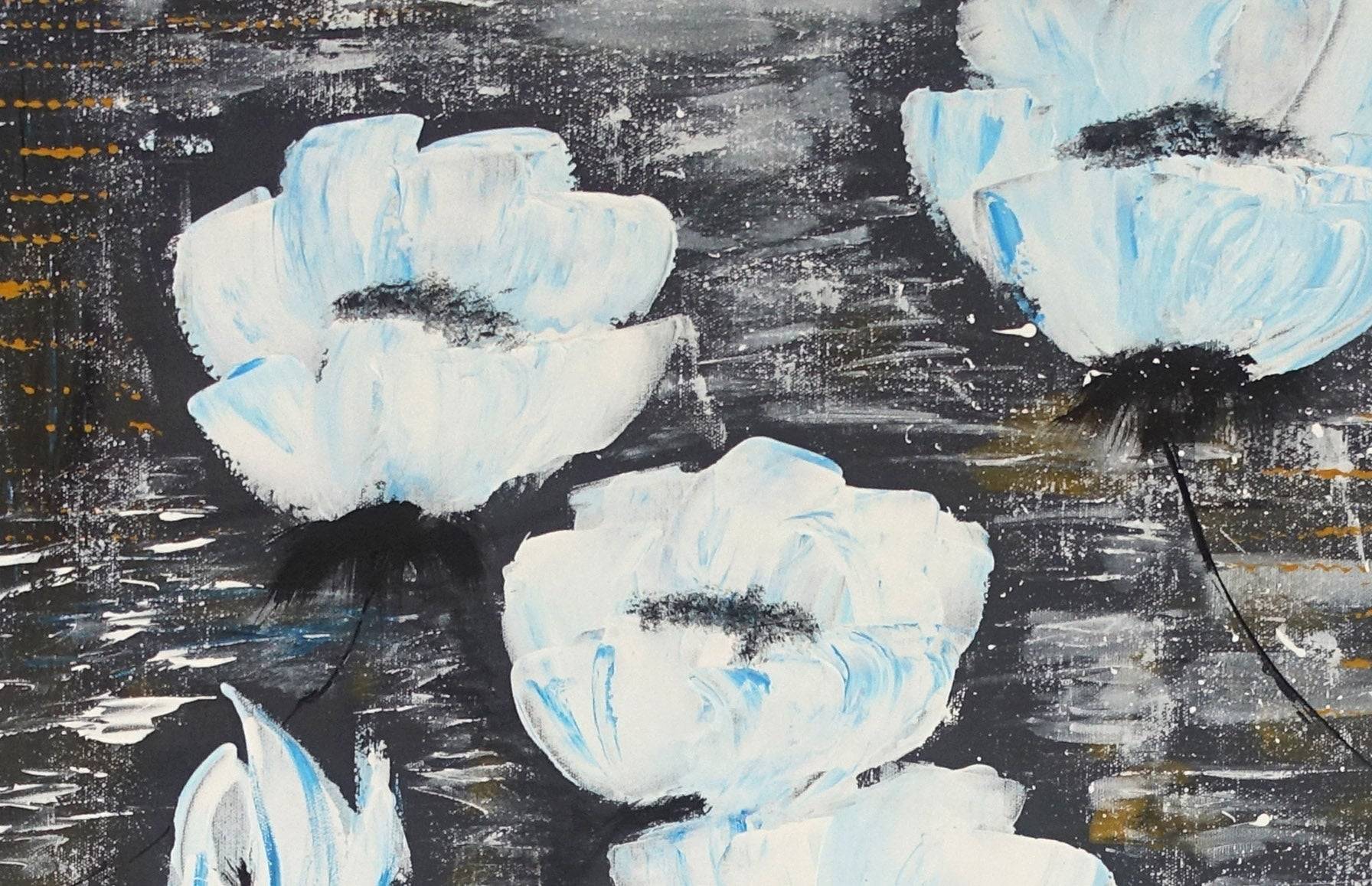 Blumen schwarz weiss Blumenbild Malerei Detail1