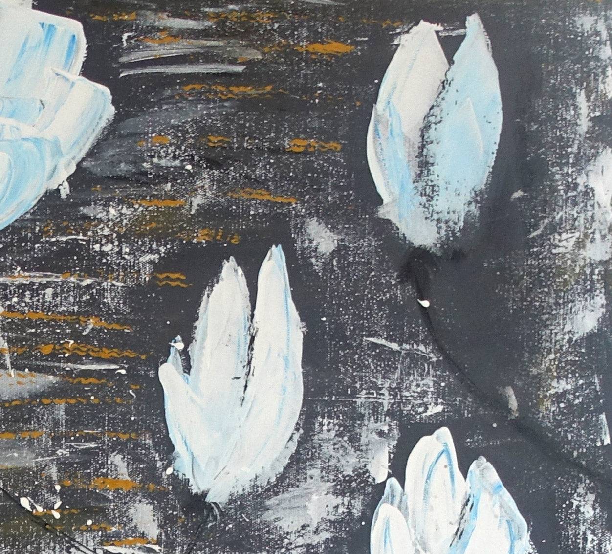 Blumen schwarz weiss Blumenbild Malerei Detail2