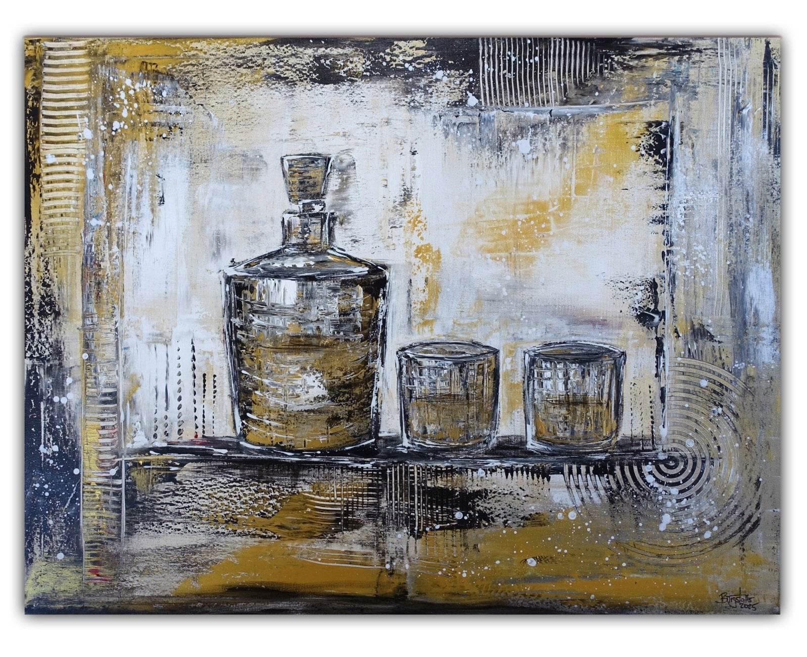 WhiskeyGläser Kunstbild abstrakt handgemaltes Acrylgemälde