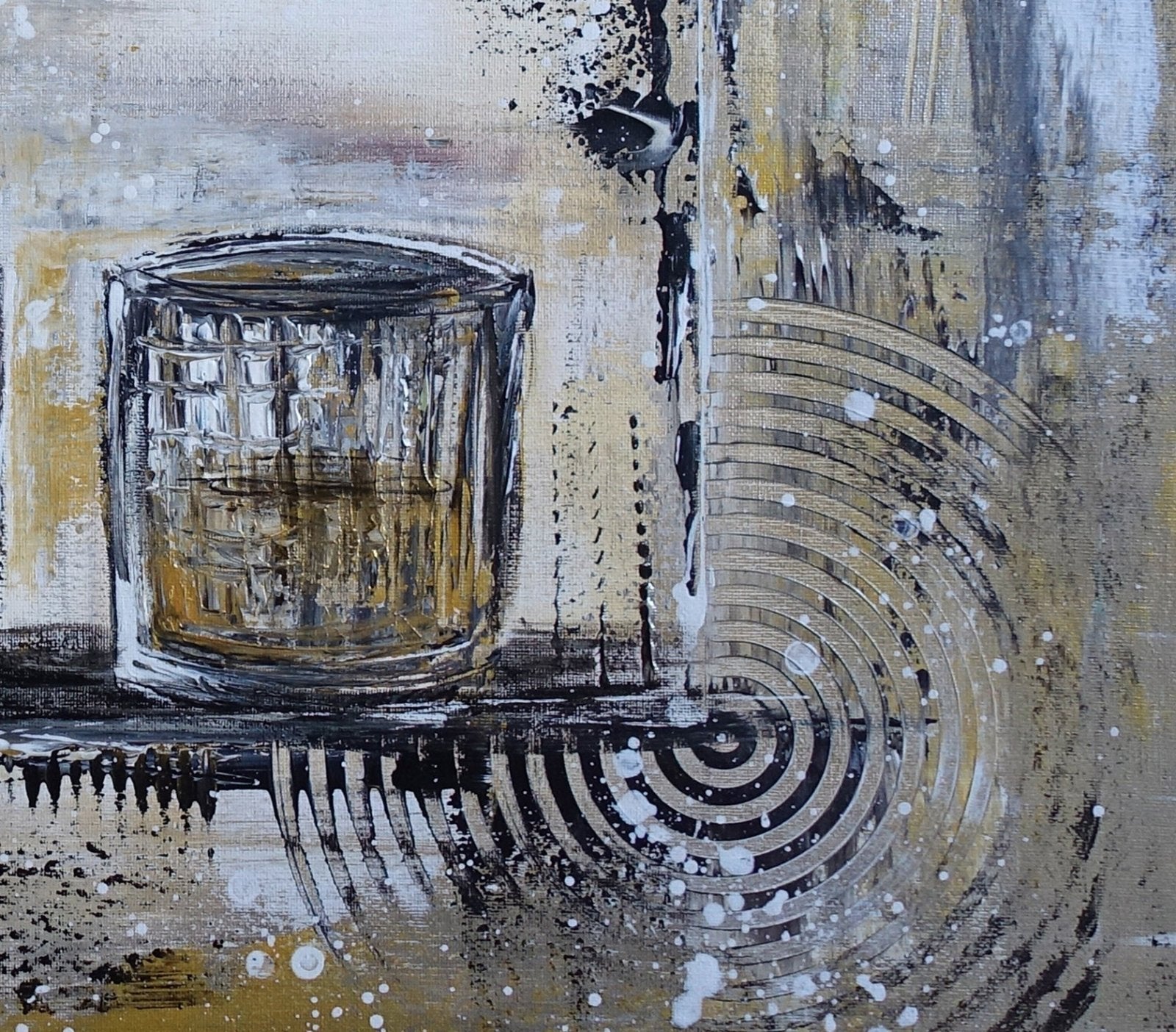 Whiskey Dekanter Gläser Kunstbild abstrakt handgemalt d2