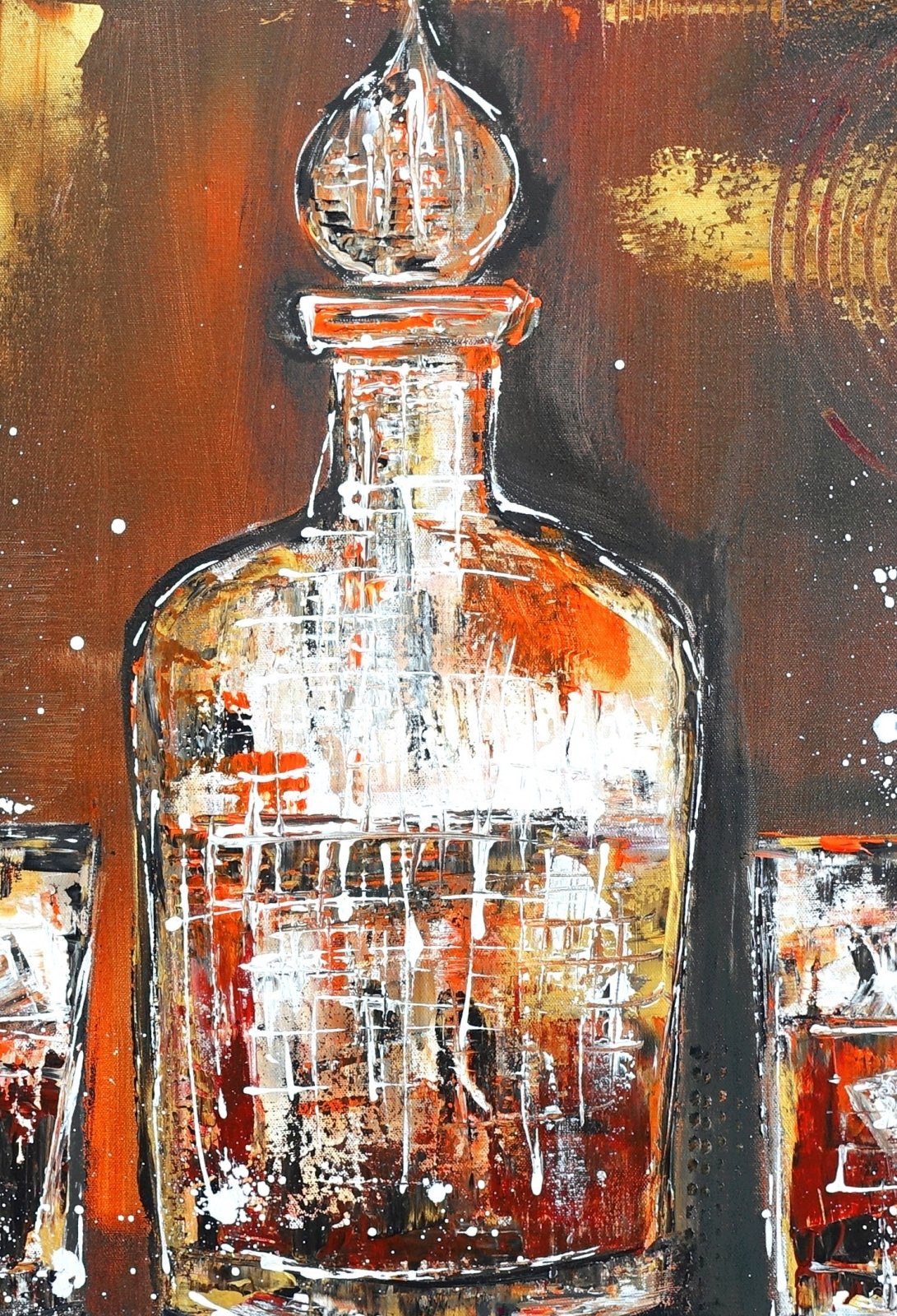 Whiskey Bild  Karaffe handgemalt