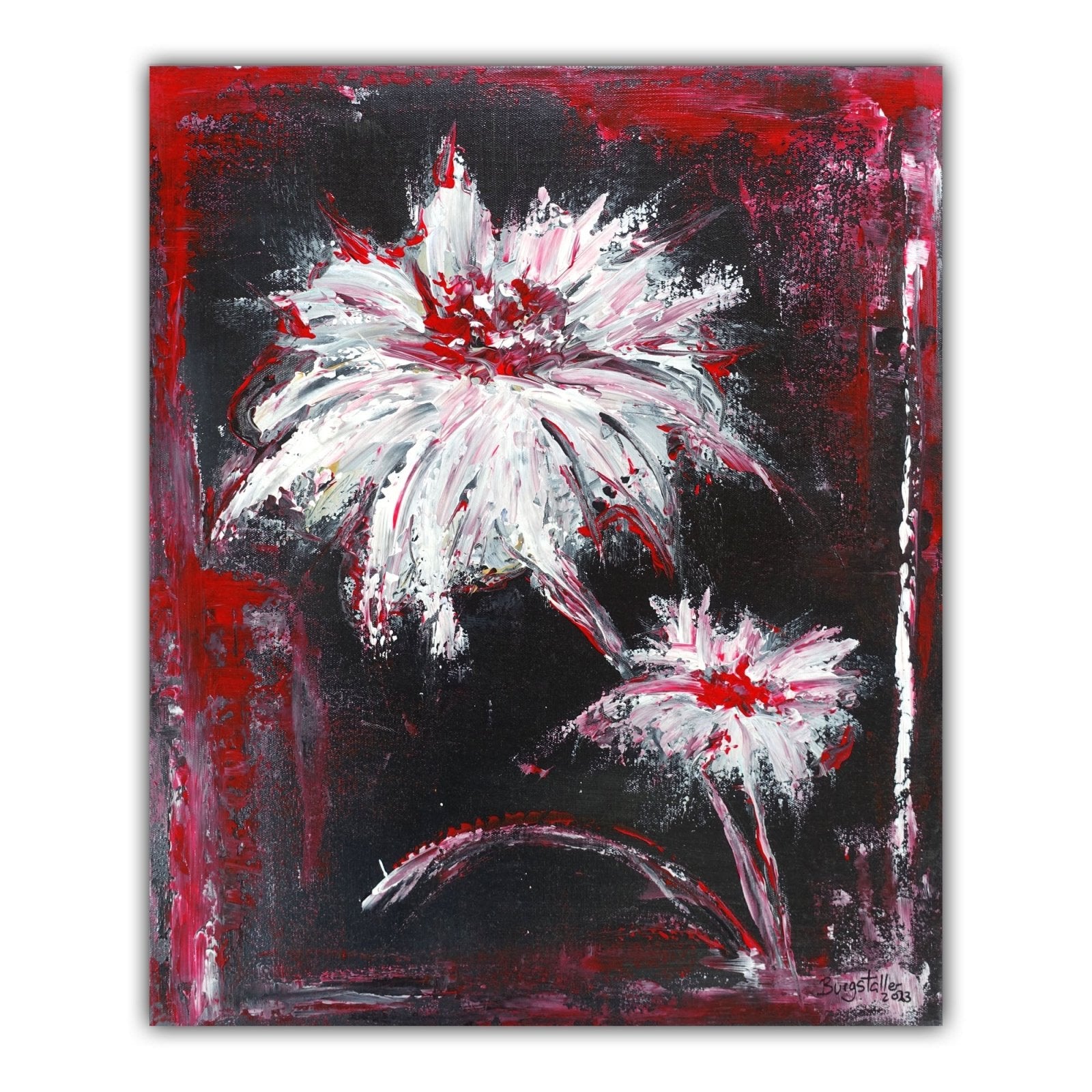 White Flowers Blumenbild gemalt Blumenmalerei Kunst abstrakt