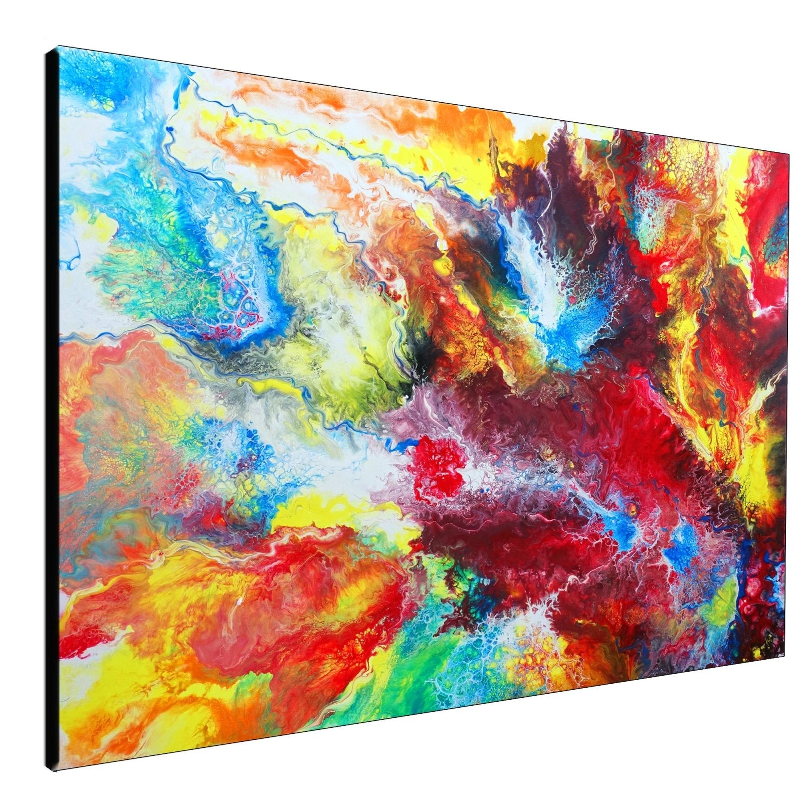 Abstrakte Malerei rot gelb blau abstrakt gemalt 100x80