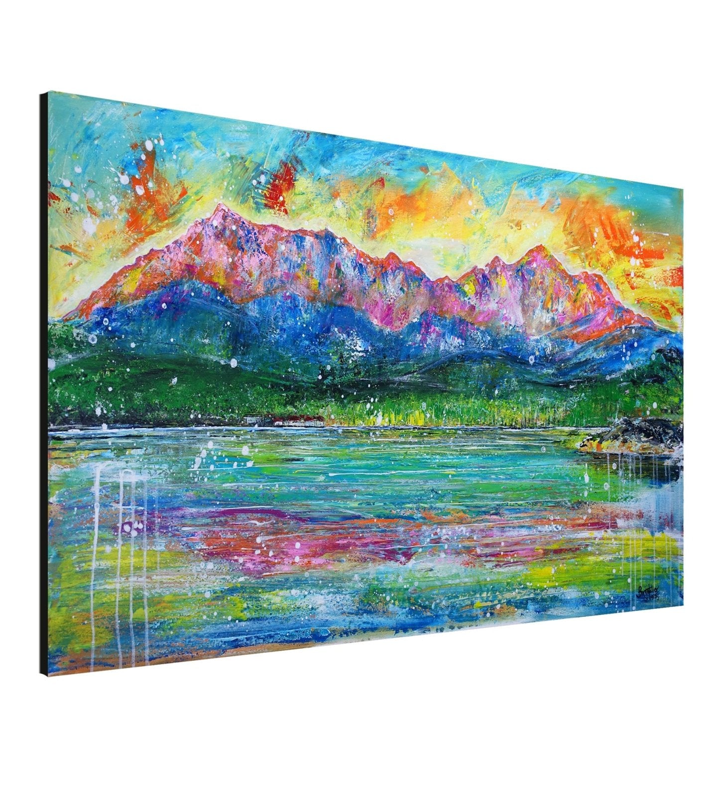 Zugspitze Eibsee abstraktes Landschaftsbild Berge See