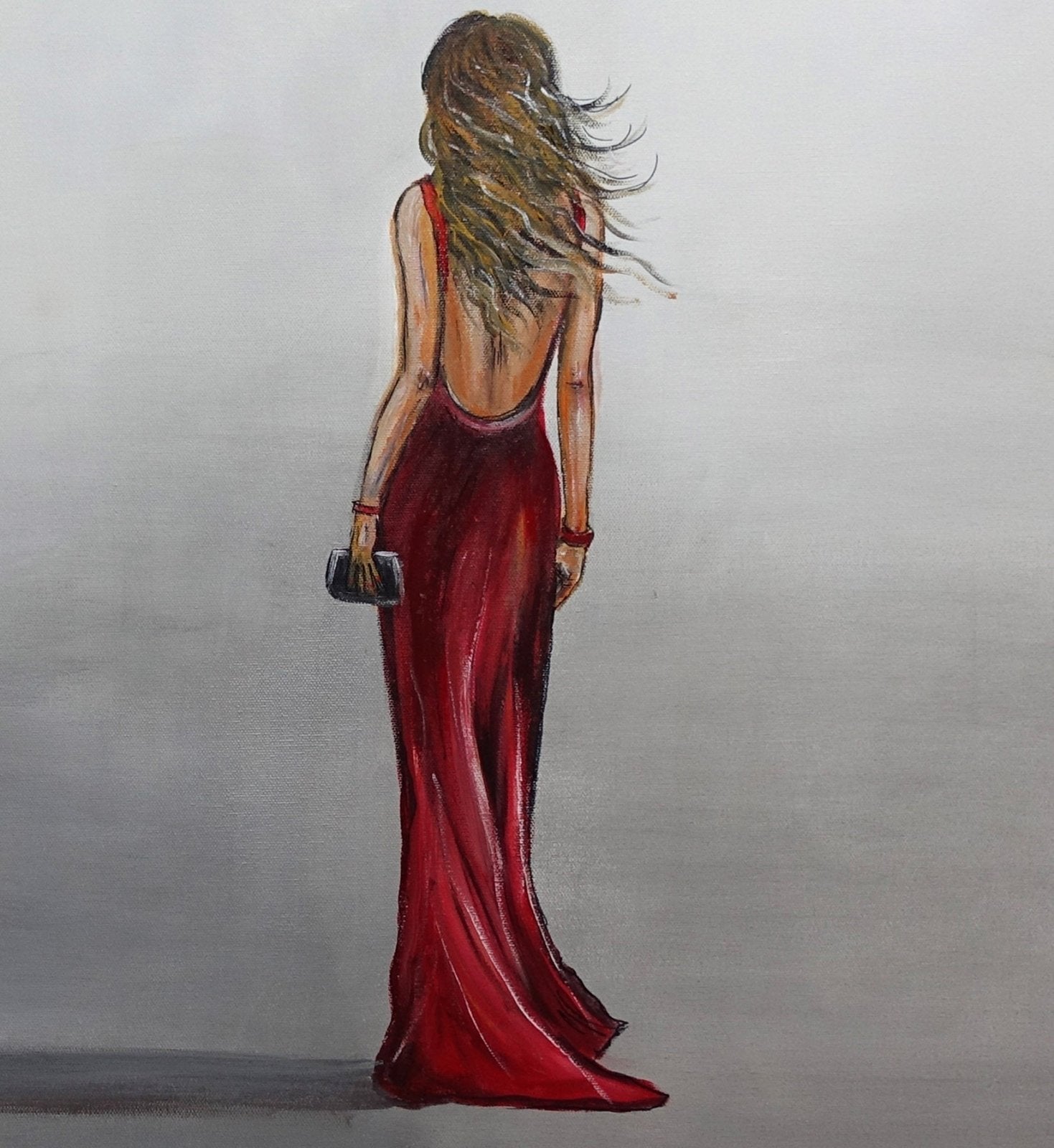 Figurative Kunst Gemälde Frau rotes Kleid