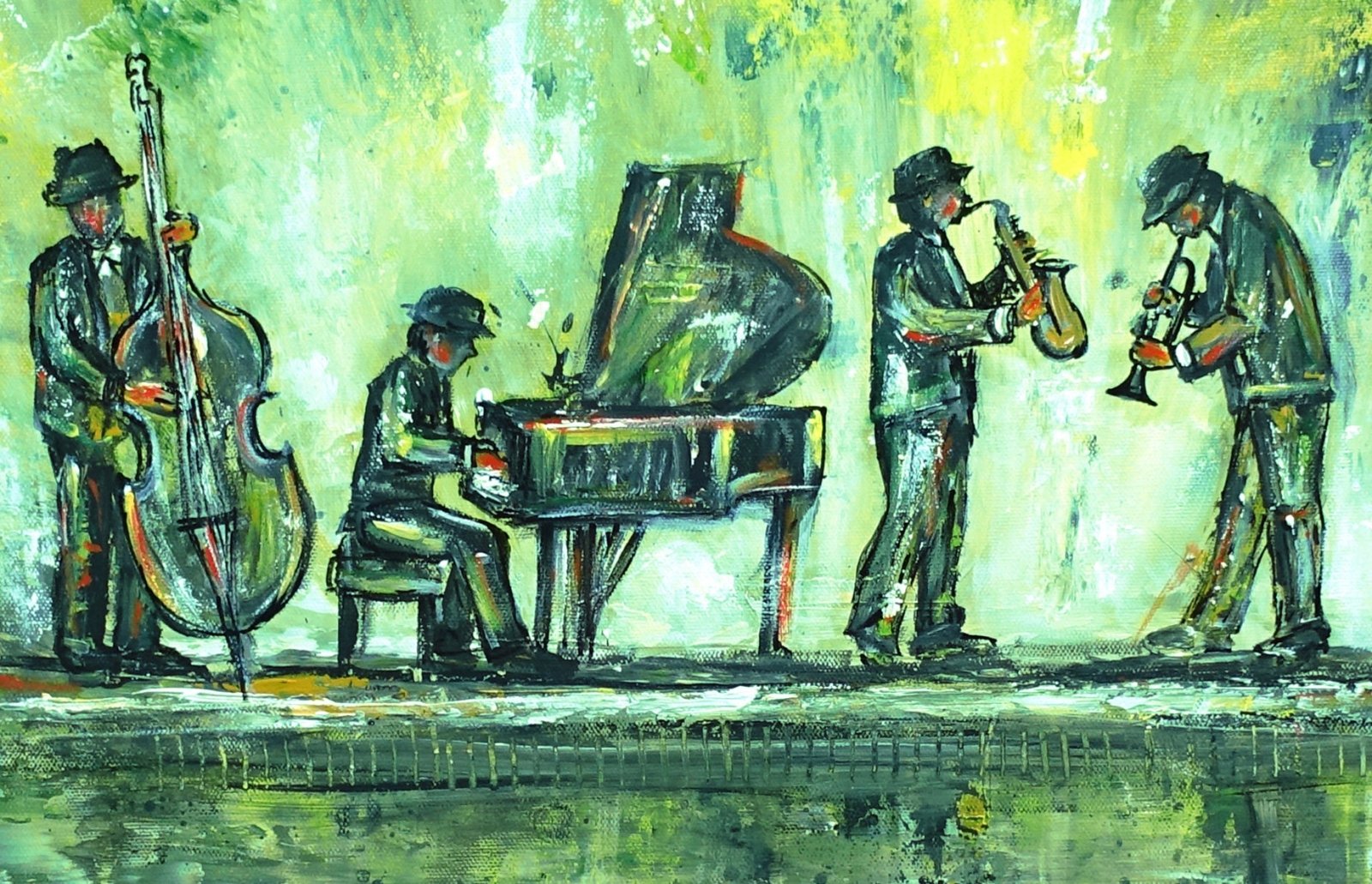 Dixieband Gemälde Musiker Jazz