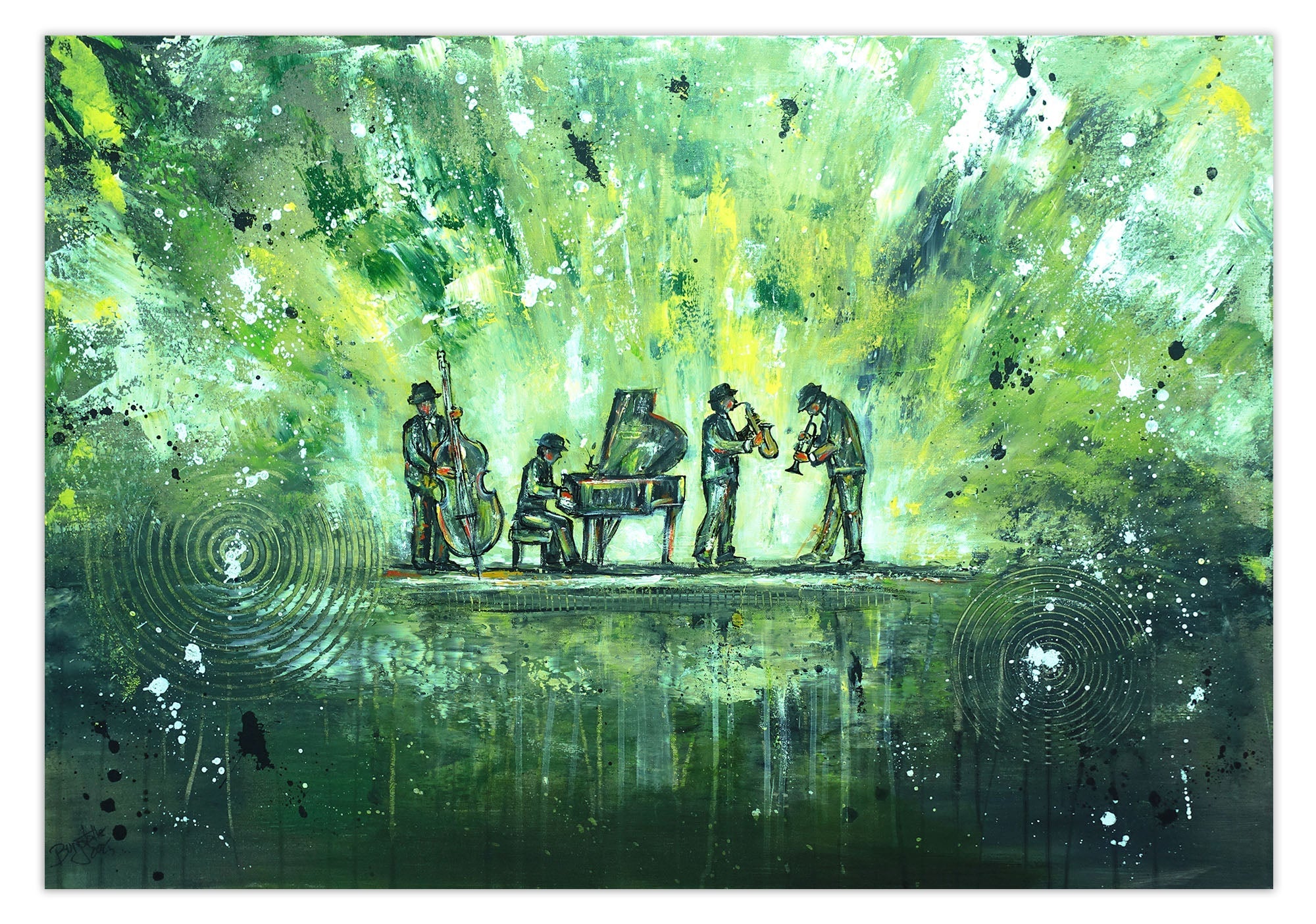 Dixieband Gemälde Musiker Jazz Acrylbild Leinwand