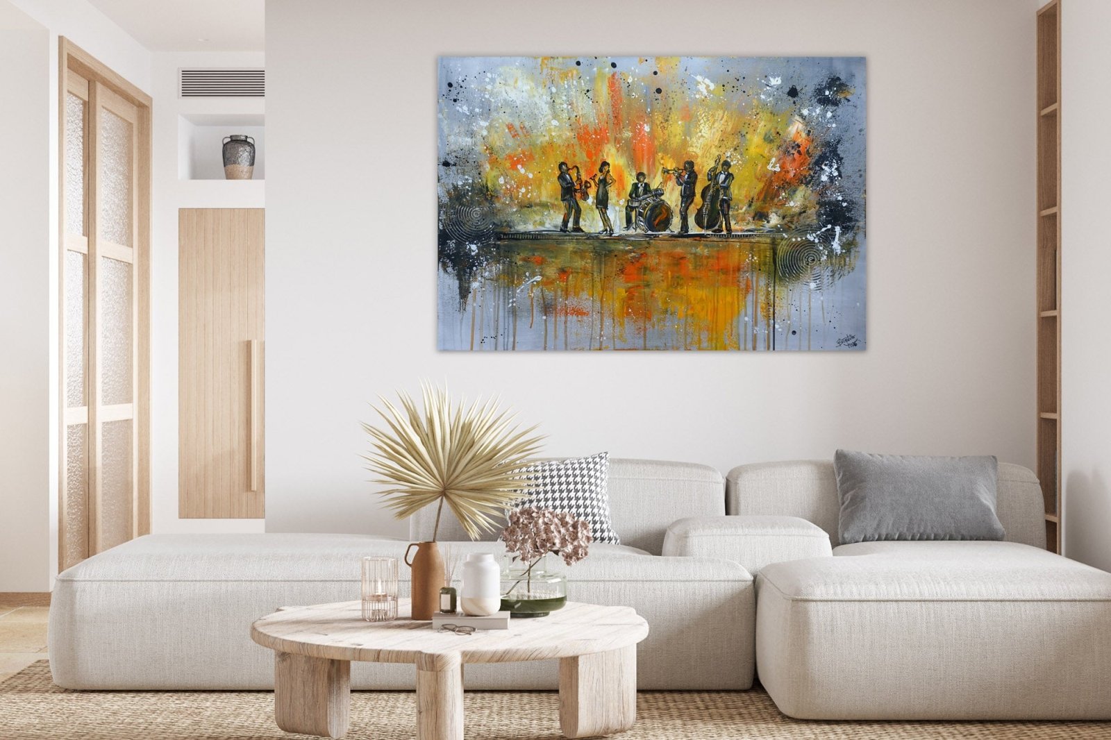 Soundcheck - Musiker Gemälde Jazz Wandbild Modern