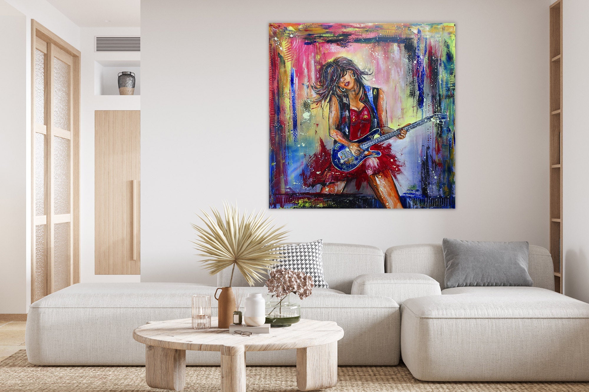 The Sound - Musiker Gemälde Gitarristin handgemalt