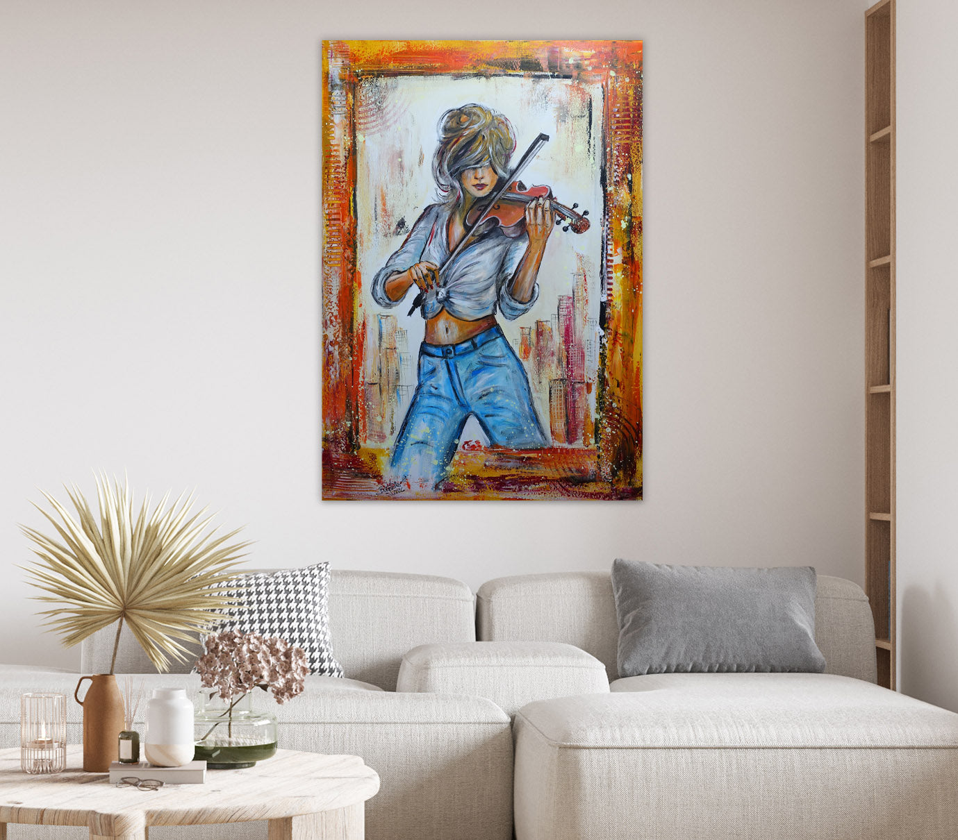 Violistin Musikerin Gemälde Acrylbild Leinwand Figürliche Malerei