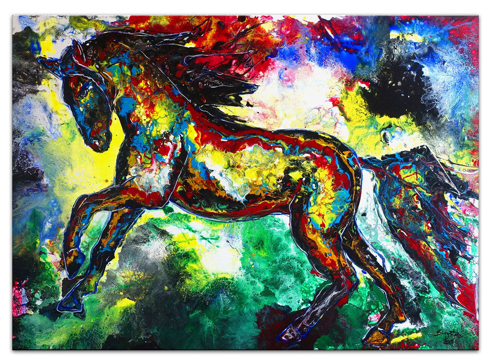 wandbild pferd acryl malerei bunt original gemälde