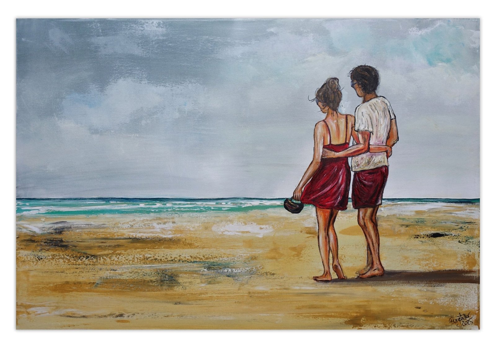 Zeitlos Gemälde Liebespaar Meerbild Strand Leinwandbild Acrylbild