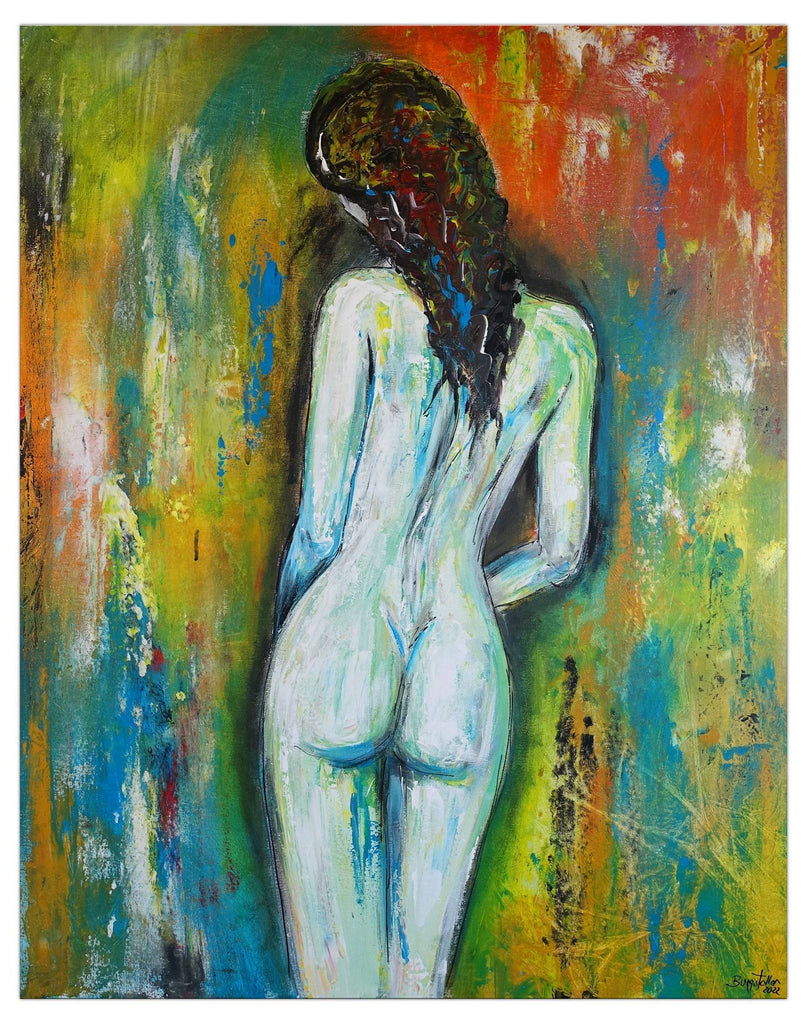 Erotisches Frauengemälde - Aktmalerei Frauenkörper handgemalt 80x100