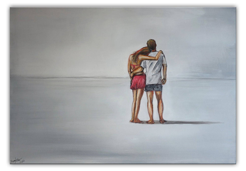 Mann und Frau - Liebespaar am Strand - Moderne Malerei 100x70