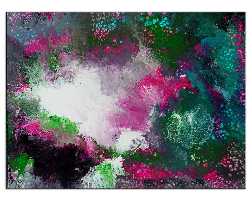 Abstrakte Malerei, Gemälde grün rosa abstrakt 60x80