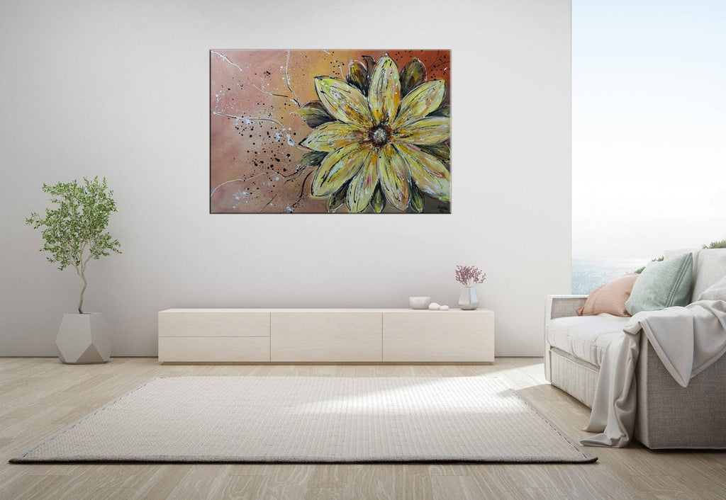 Flower - Florales Blumenbild, Kunstbild auf Leinwand handgemalt 100x80 - Atelier Burgstallers-Art
