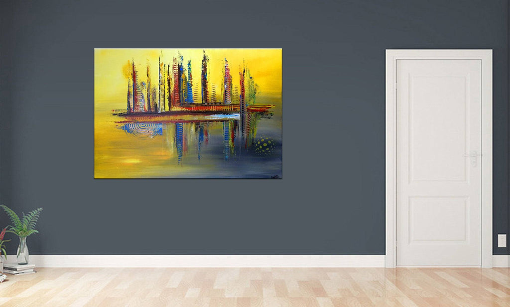 abstrakte Malerei gelb orange Kunstbild Wohnzimmer bild Acrylgemälde
