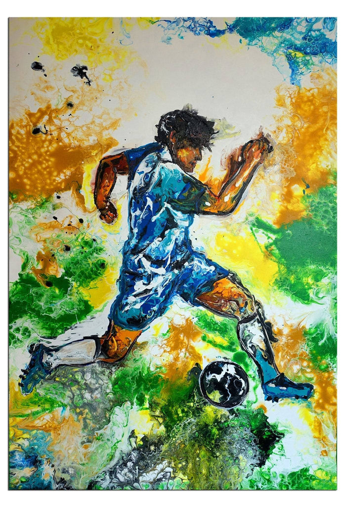 Fußball Gemälde - Sport Malerei - Abstraktes Kunst Bild Wandbild