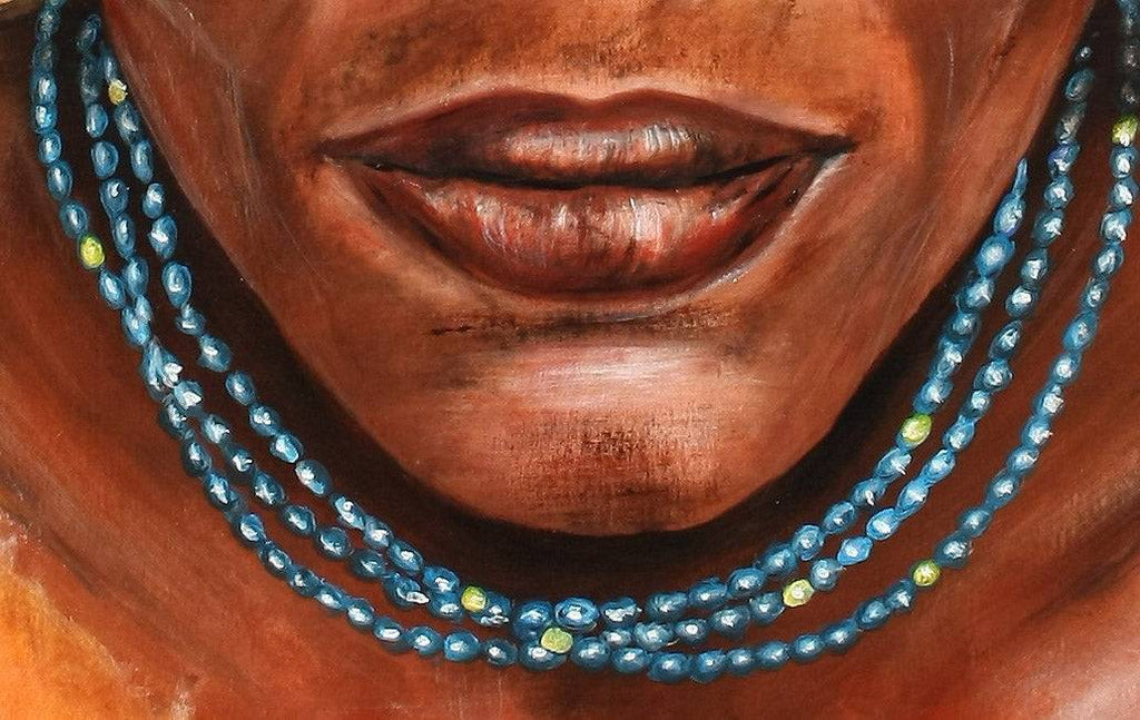 Massai Portrait Bild - Afrika Malerei in Acryl - gerahmt Detail3