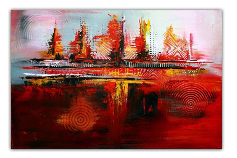 Rote Kreise Kuenstler Bild kaufen Gemaelde abstrakt 80x120