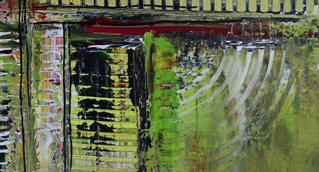 Stairs - abstrakte Malerei - grün rot braunes Kunstbild 80x66