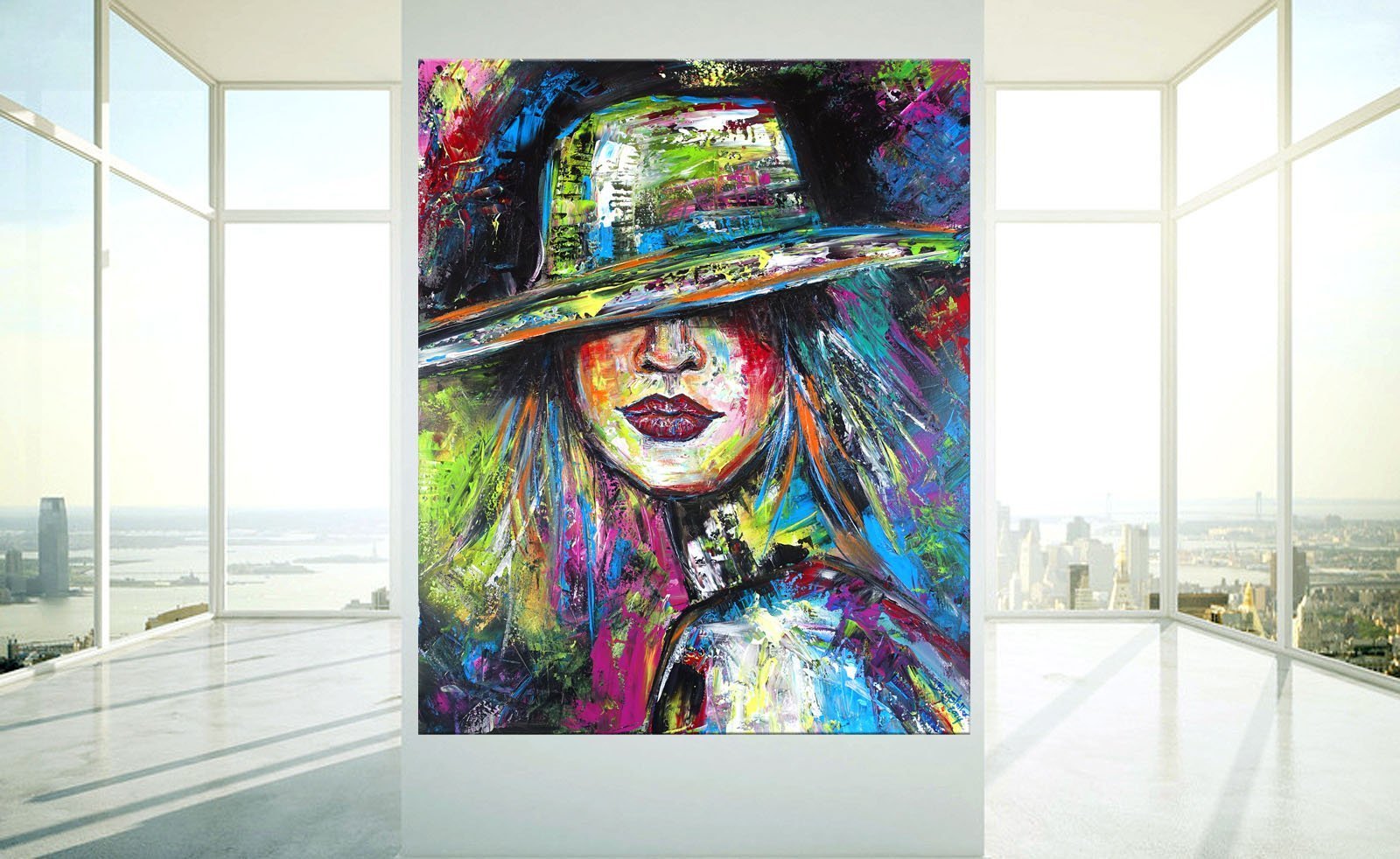 Moderne Porträtgemälde und abstrakte Kunst Gesichter in Acryl