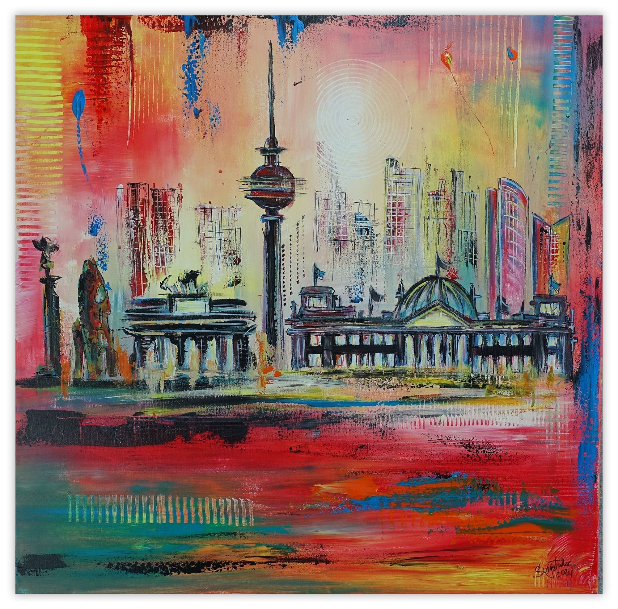 Berlin Skyline Gemälde Wandbild abstrakt