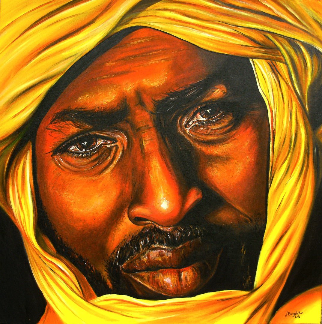 Handgemaltes Tuareg Beduinen Gemälde auf Leniwnand