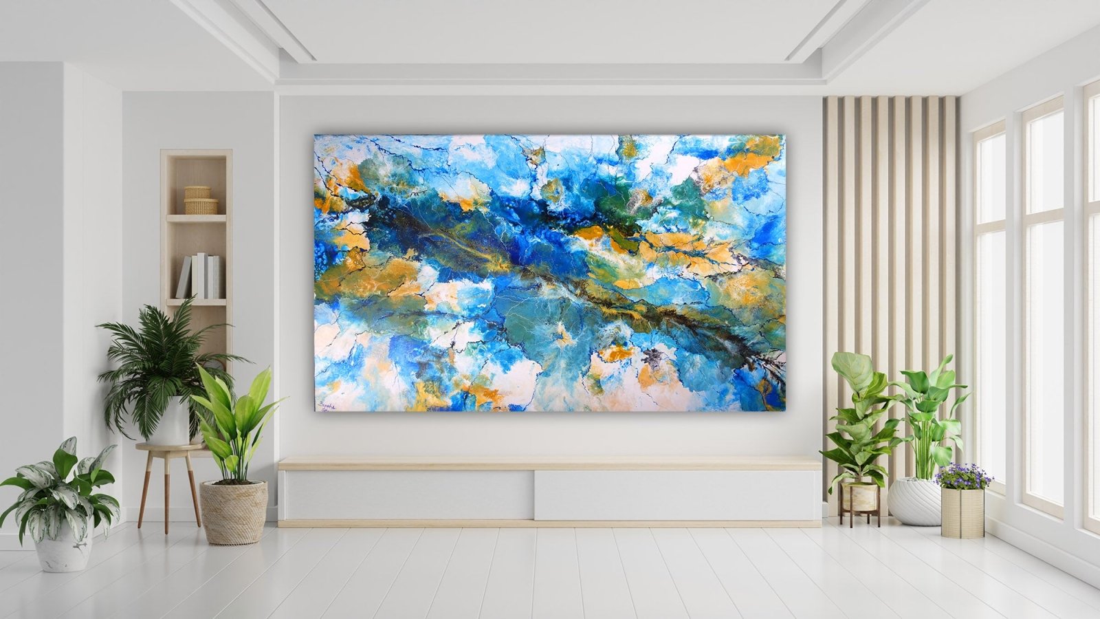 Fluid Art Pouring Gemälde in Acryl auf Leinwand