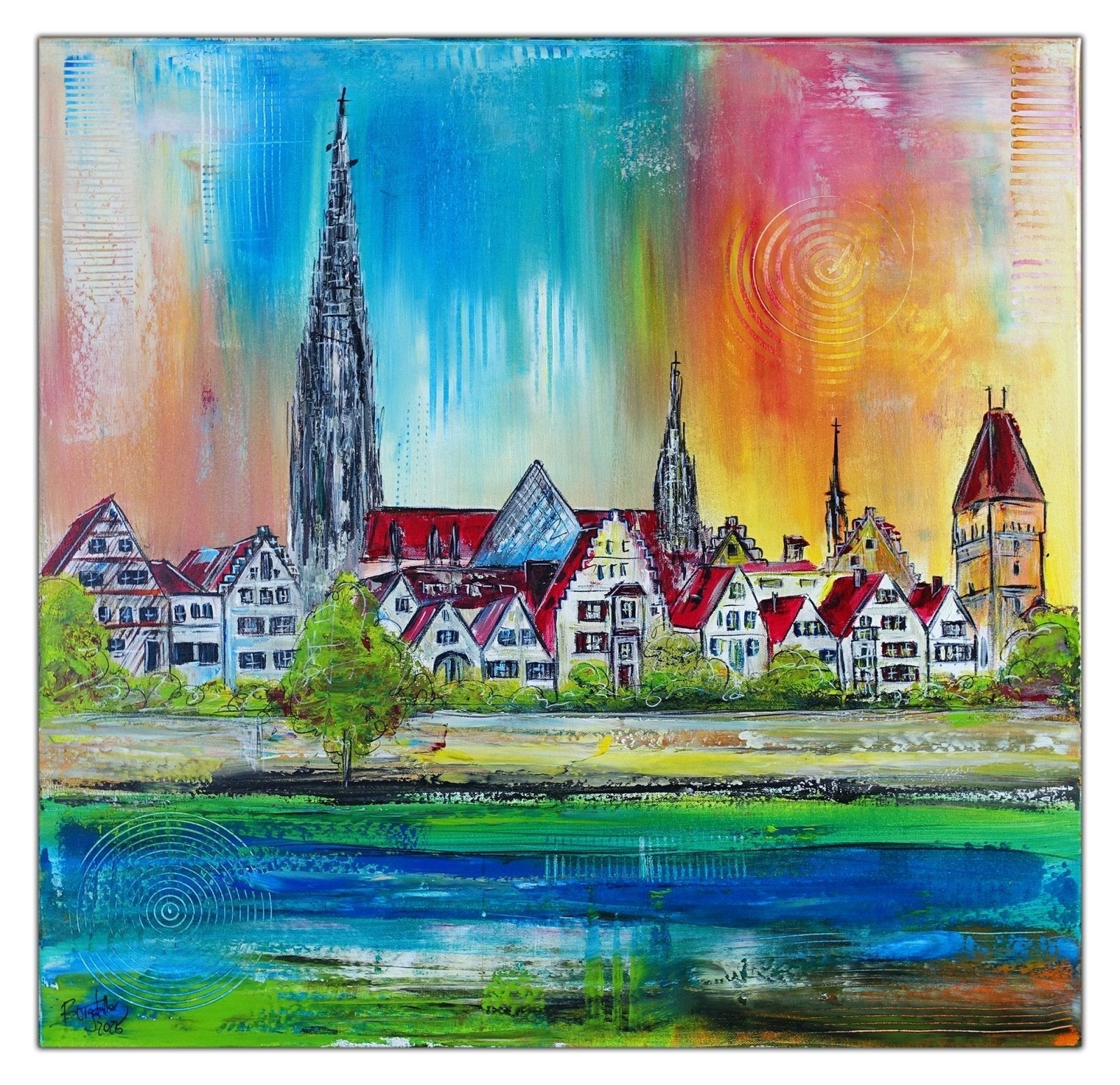 Stadtbilder und Skyline Malerei Ulm Köln Berlin Sydney