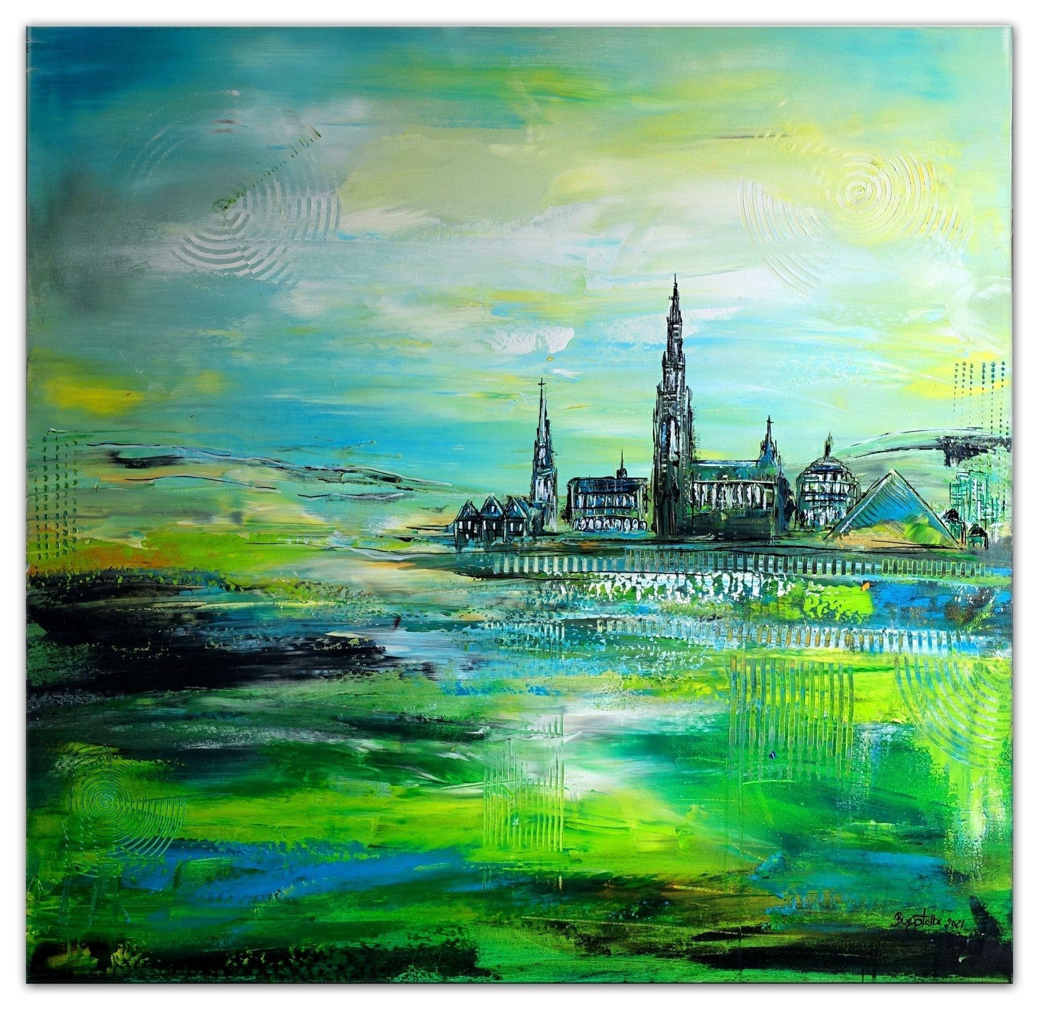 Ulm Skyline Bilder abstrakt gemalt