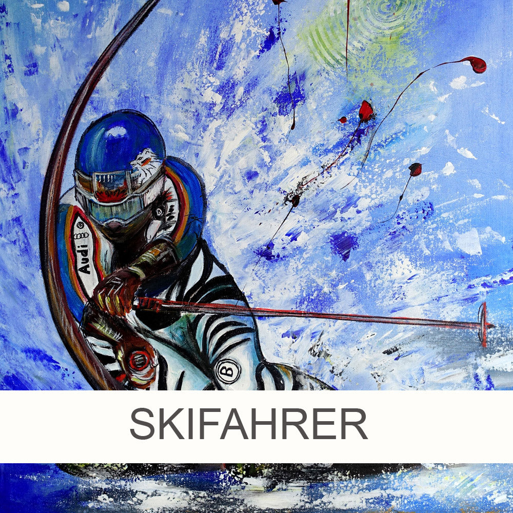 Gemalte Skifahrer Bilder Gemälde - Skiläufer Malerei 