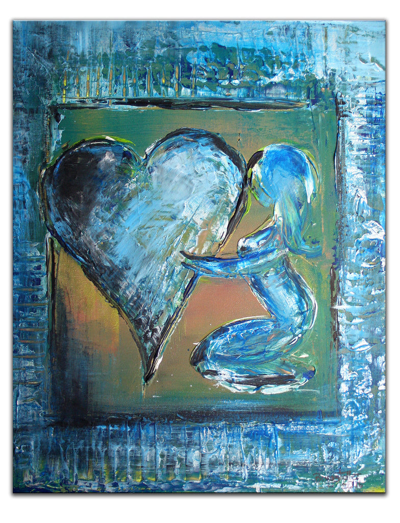 198 Herz Gemälde blau abstrakt