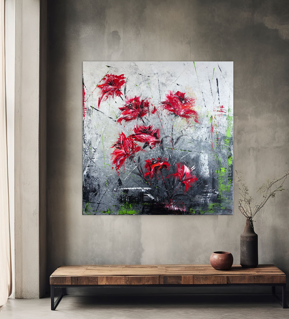 7 Blüten abstraktes Blumenbild Küchen Gemälde
