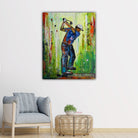 Abschlag - Golfspieler Gemälde, Golf Kunst handgemalt Leinwand