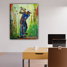 Abschlag - Golfspieler Gemälde, Golf Kunst handgemalt 60x80