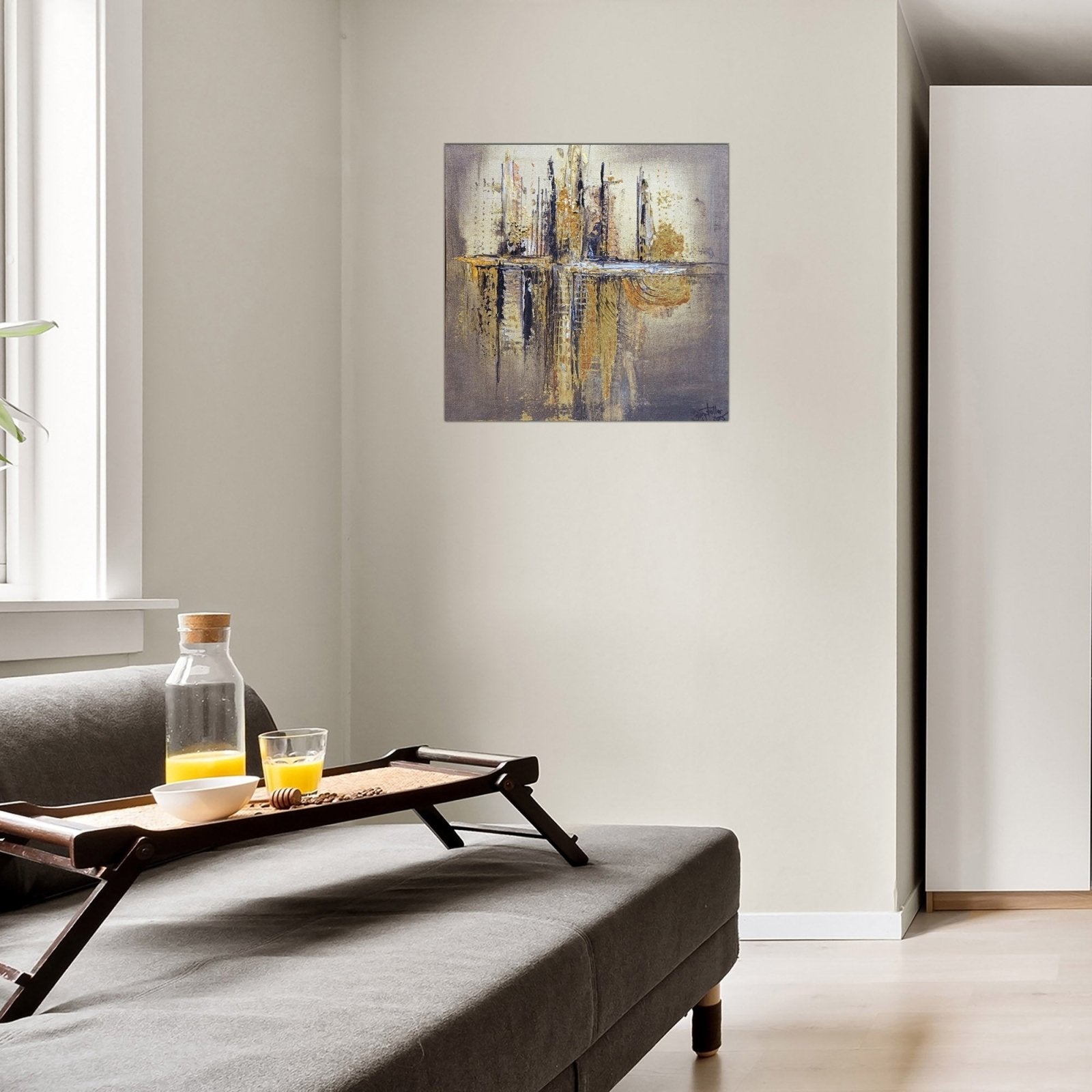 Goldform: Abstraktes Gemälde Braun Gold Acrylbild Leinwand