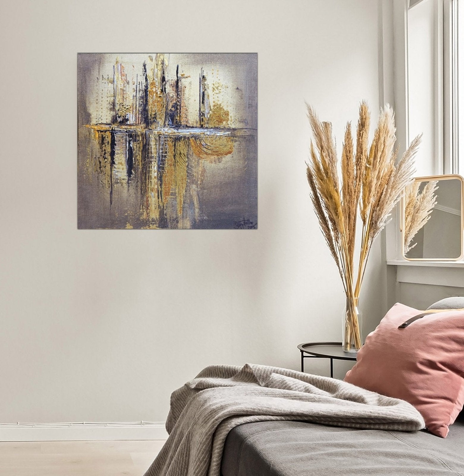 Goldform: Abstraktes Gemälde Braun Gold Acrylbild