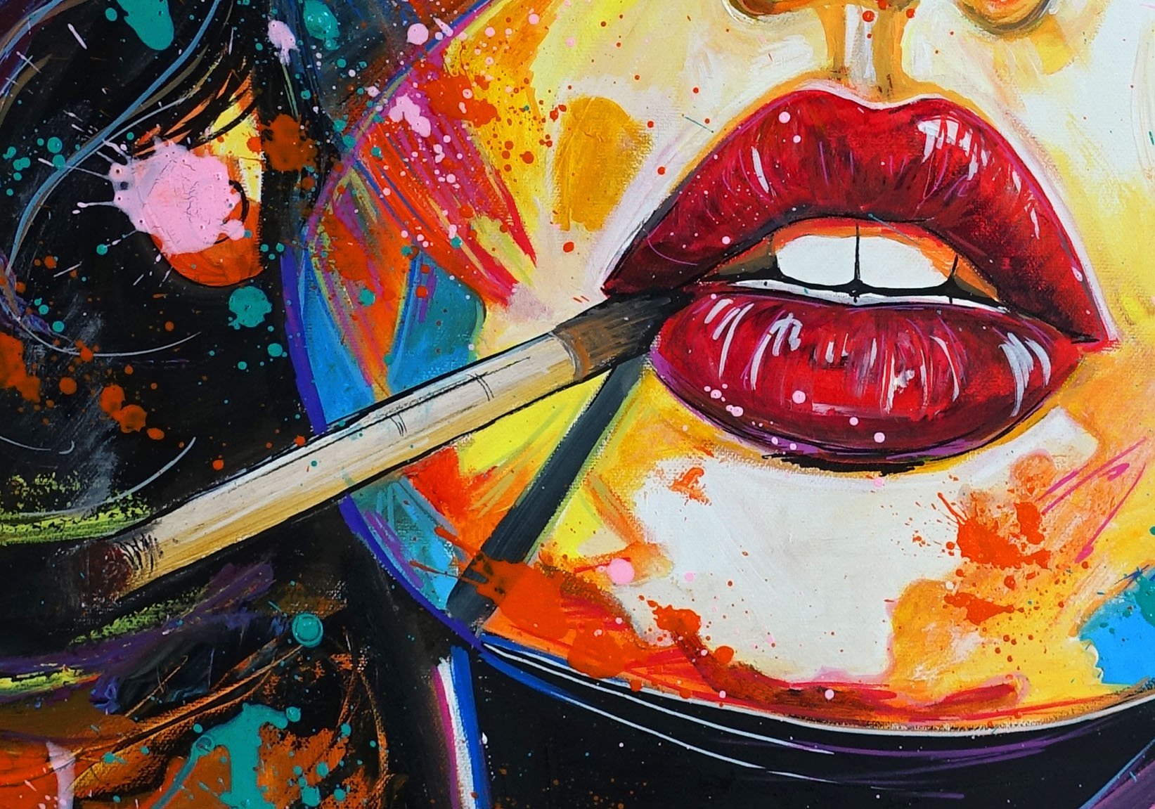 Aminta buntes Pop Art Gemälde 70x100