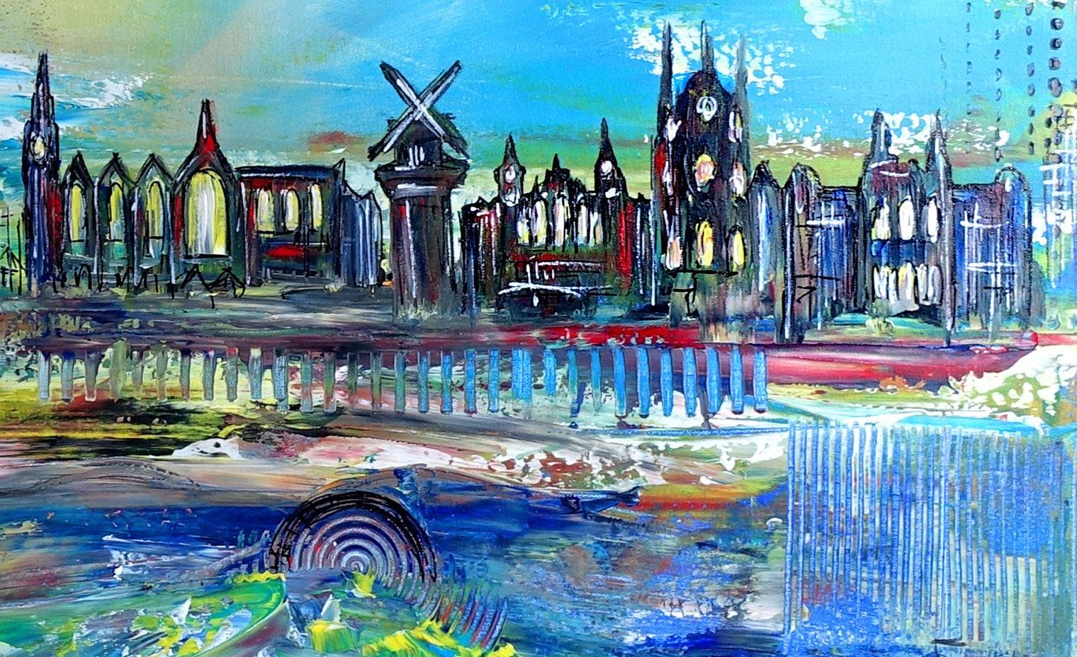 Amsterdam - abstraktes Wandbild, Leinwandbild, Original Acrylgemälde Detail2